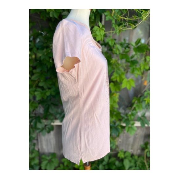 Jennifer Lopez Pink Scoop Neck Tee Shirt Animal Print Stripe Sz L - Picture 8 of 8